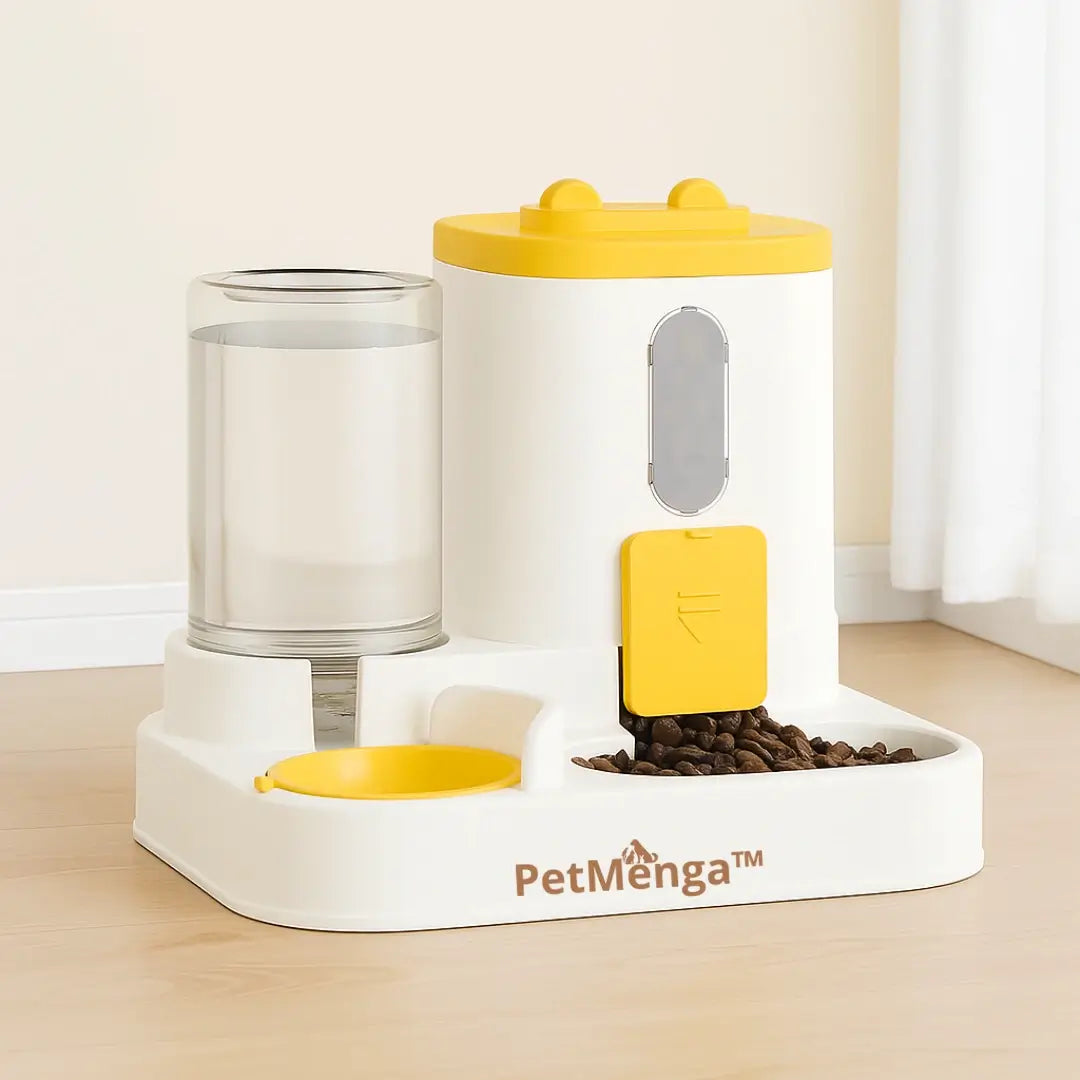 🐾 PetMenga™ | Distributeur Automatique 2 en 1 – Nourriture & Fontaine à Eau pour Chiens et Chats