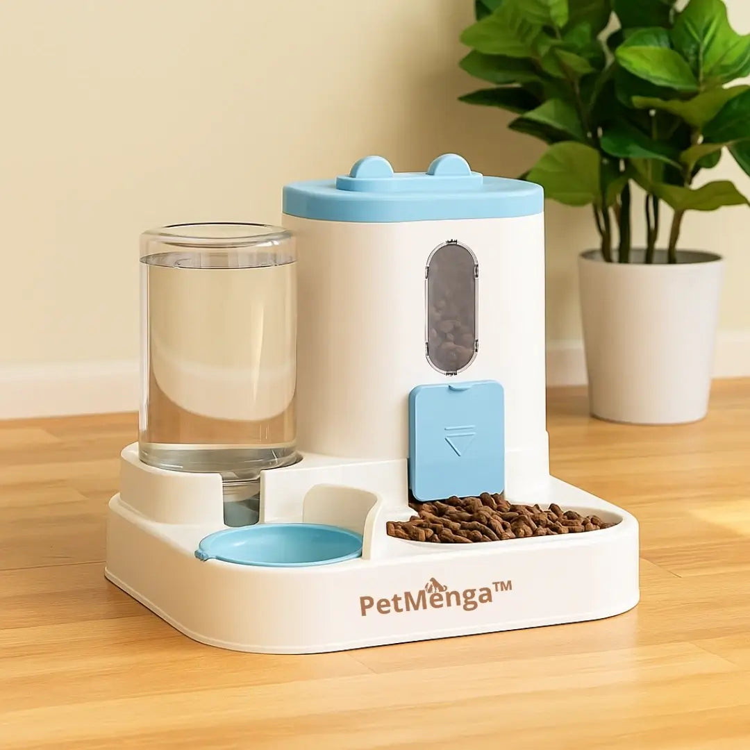 🐾 PetMenga™ | Distributeur Automatique 2 en 1 – Nourriture & Fontaine à Eau pour Chiens et Chats
